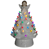 14" LED Light Up White Ceramic Tree with Angel Tree Topper