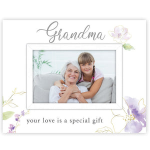 Grandma Your Love is a Special Gift Floral Picture Frame Holds 4"x6" Photo