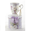 Porcelain Tea Mug Purple Elegance in Gift Box