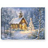 Christmas Chapel in the Woods Lighted 8"x6" Canvas