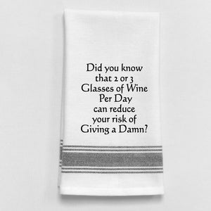 Wild Hare "Wine Reduces Risk of Damn" Towel