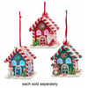 Sugary Battery-Operated Light Up LED Gingerbread Candy Cane House Ornament