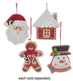 Gingerbread Cookie Ornament: Santa, House, Man, and Snowman