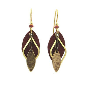 Silver Forest Earrings Gold Brown Layered Shapes