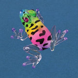 Bright Tropical Frog with Pink Crystal Eyes Glass Figurine